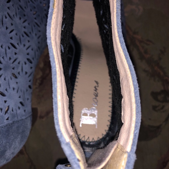 NWOB Browns Shoes Open Toe Blue Suede Booties, 8 - Picture 8 of 8